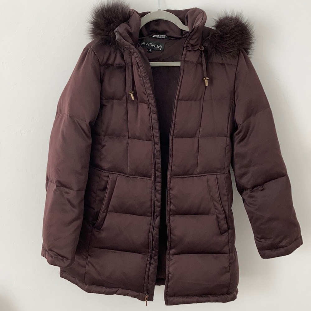 Utex Quilted Coat With Genuine Fox Fur Trim Puffer
